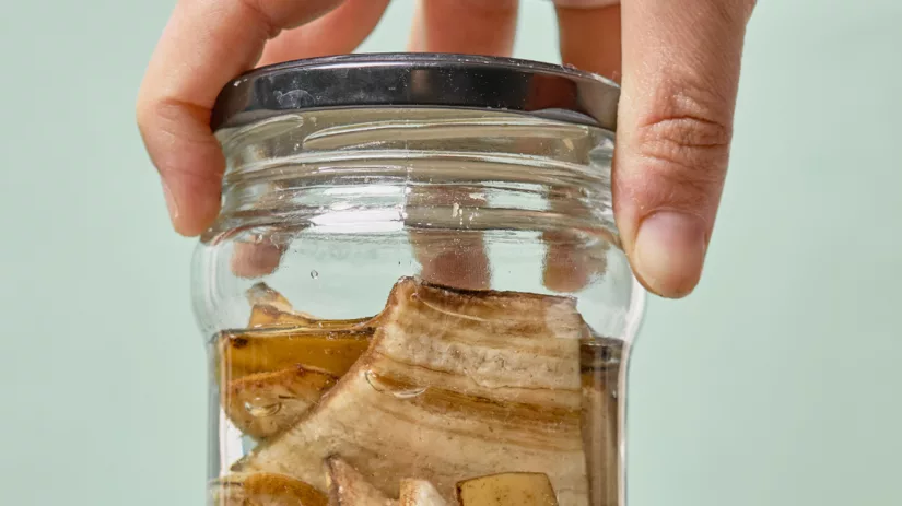 Plantenvoeding van een bananenschil Plantenvoeding van een bananenschil