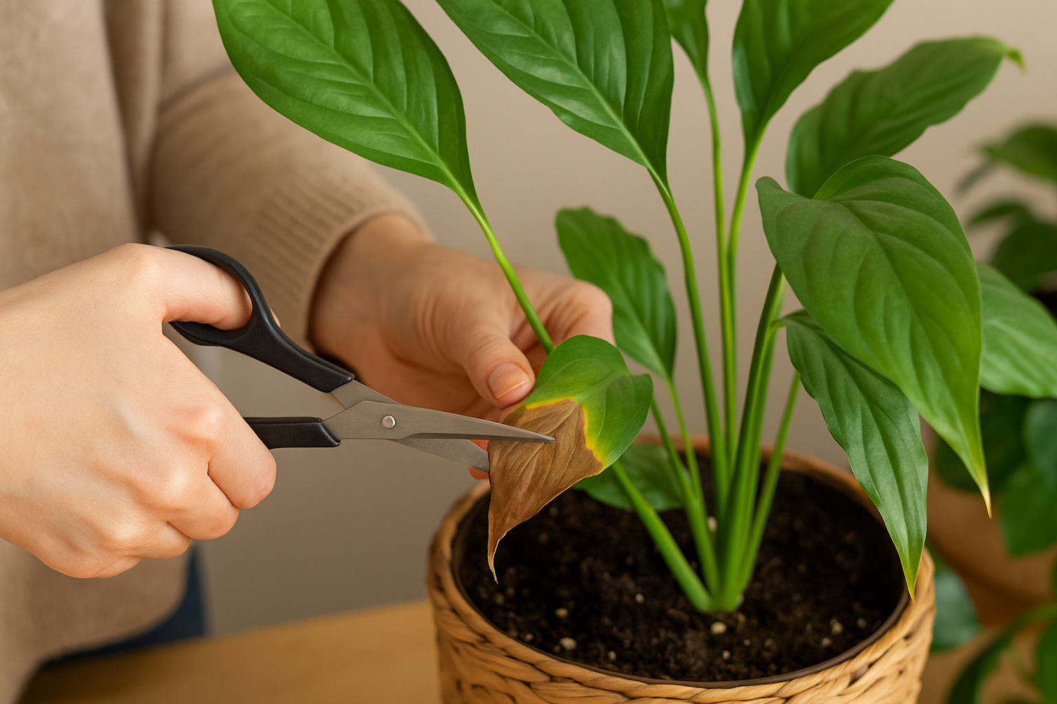 Bruine bladeren van je plant afknippen?